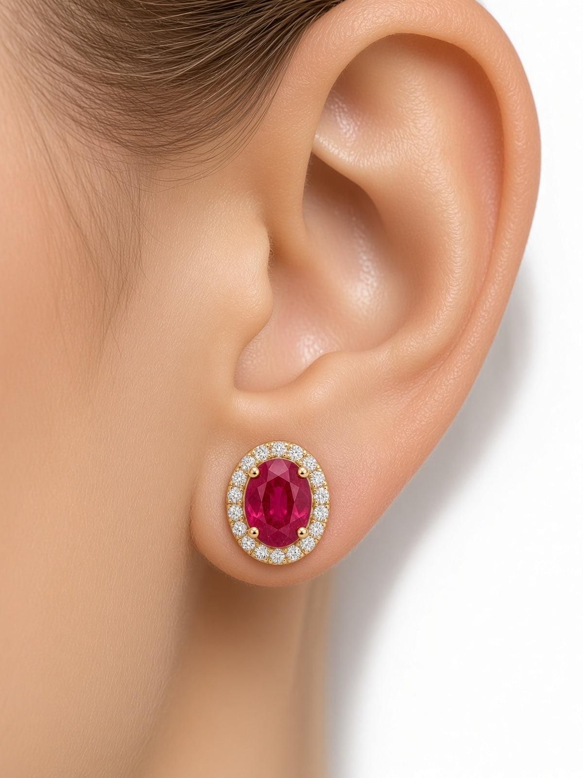 Ruby Halo Studs
