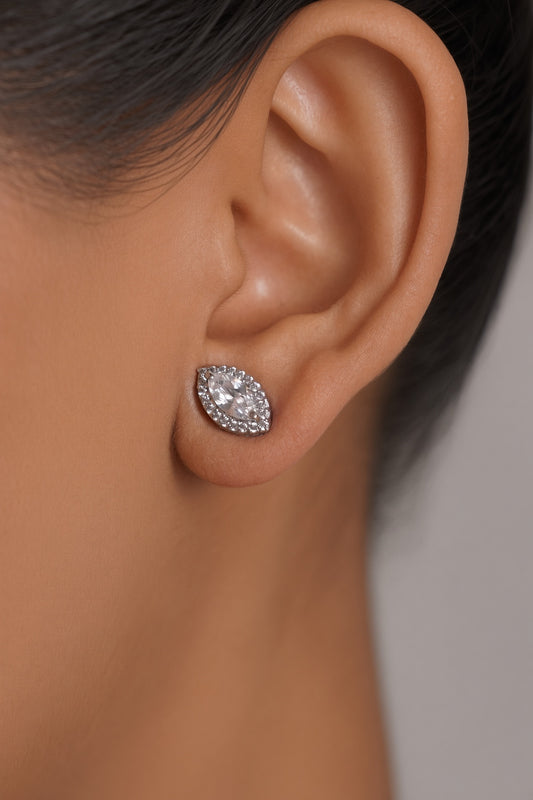 Marquise Halo Studs