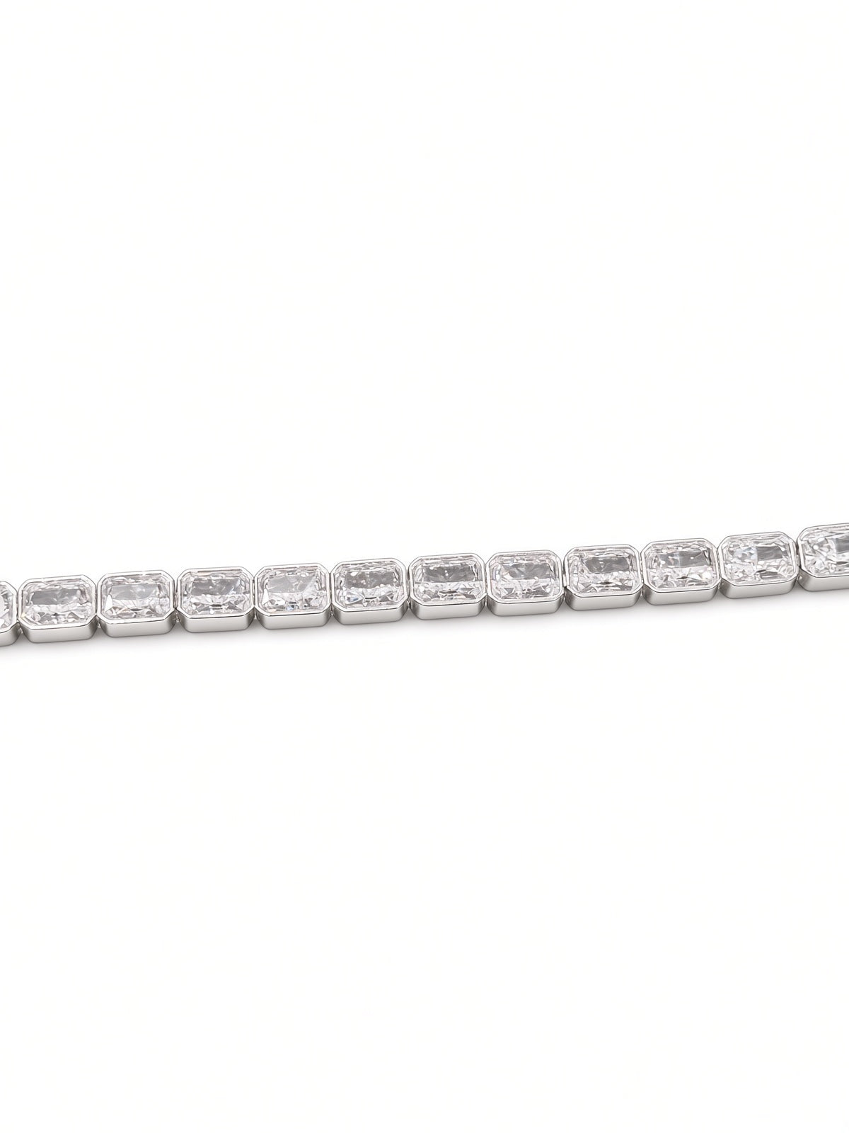 Emerald-Cut Bezel Tennis Bracelet (Silver)