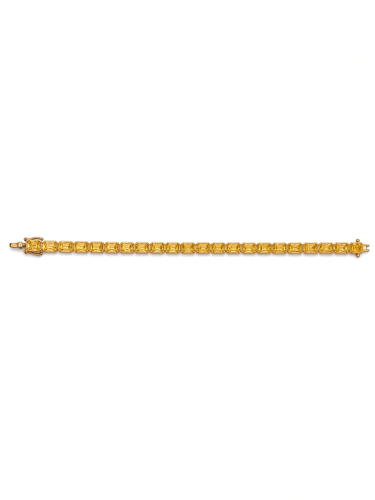 Emerald-Cut Bezel Tennis Bracelet (Gold)