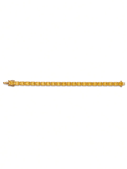 Emerald-Cut Bezel Tennis Bracelet (Gold)