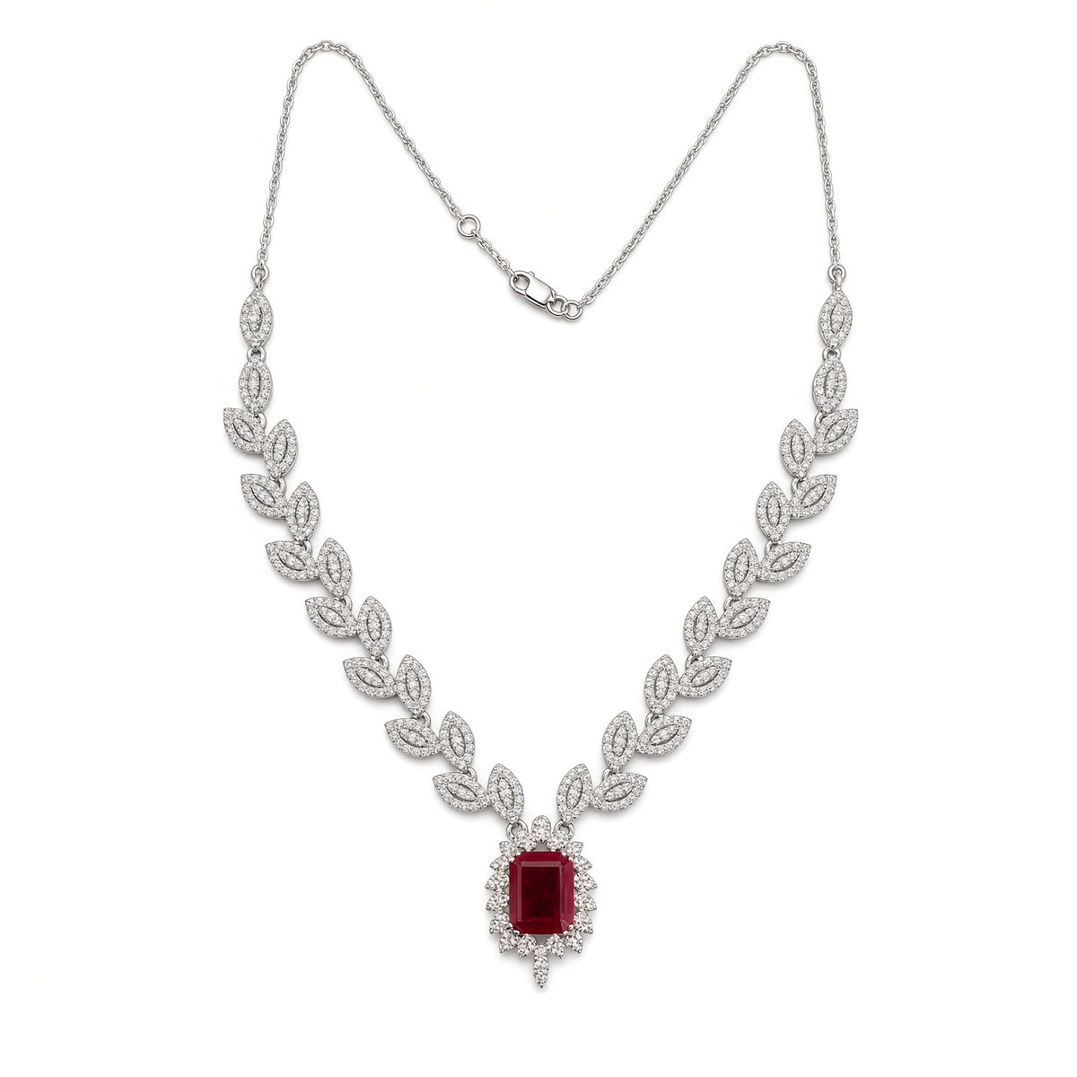 Ruby Leaf Necklace
