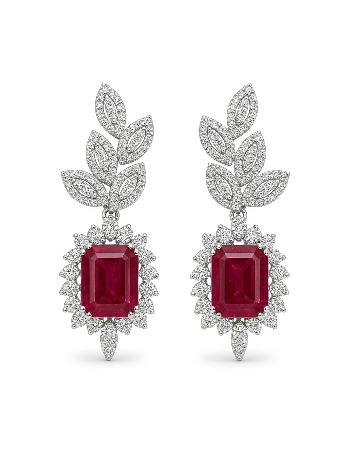 Ruby Leaf Earrings