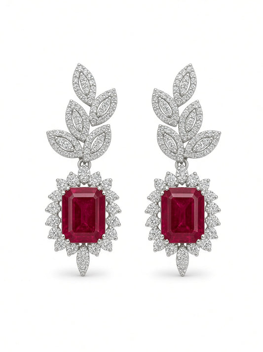 Ruby Leaf Earrings