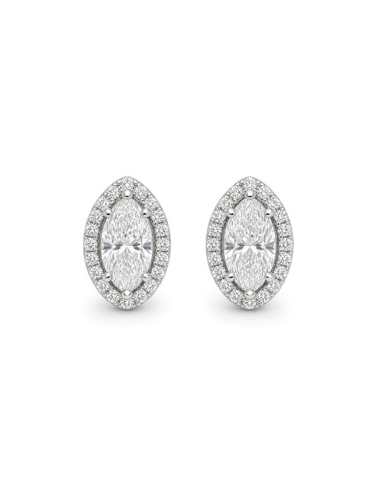 Marquise Halo Studs