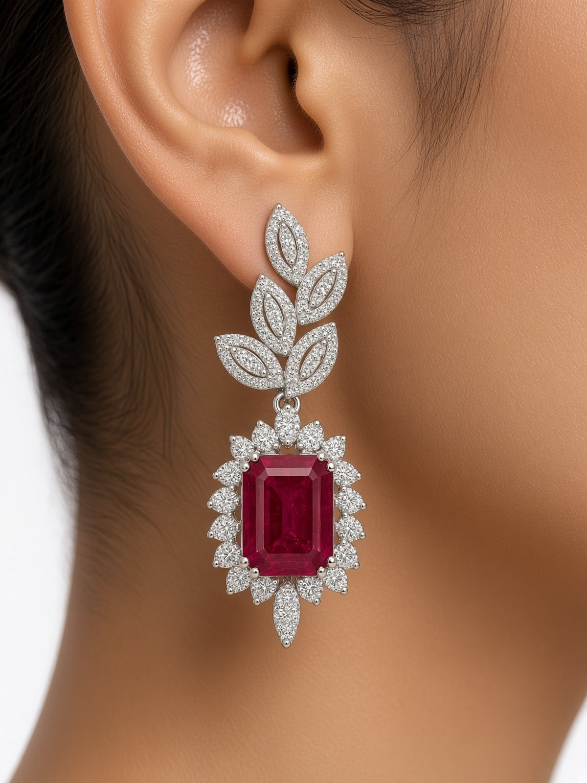 Ruby Leaf Earrings