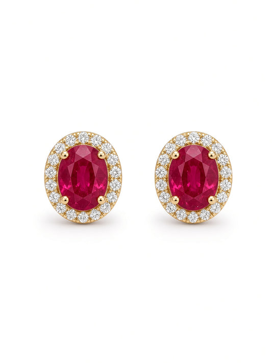 Ruby Halo Studs